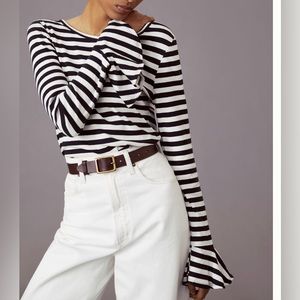 Anthropologie Maeve Black and White Strip Top- Size Small